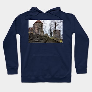 Ruins and wide stairs of medieval castle in Cesis, Latvia Hoodie